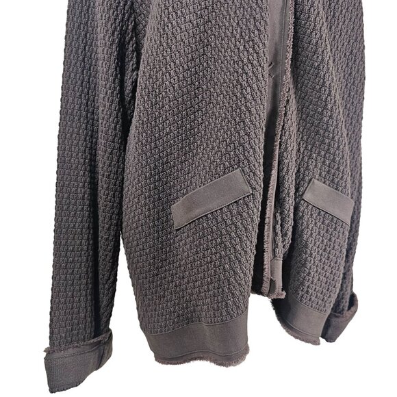 VTG Talbots Cotton Brown Waffle Knit Cardigan Jacket 3X Hidden Snap Distressed - Picture 4 of 9